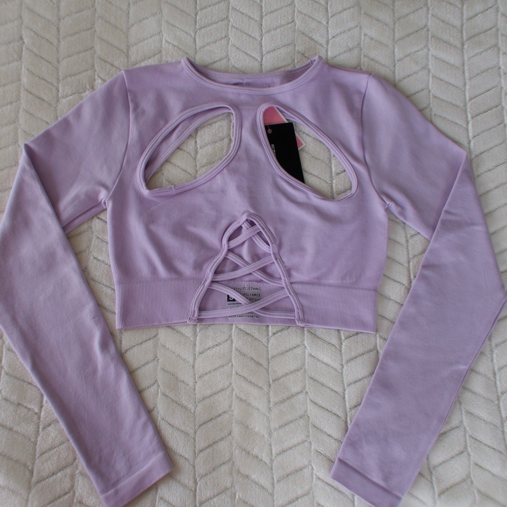 Prettylittlething Shape Lilac Sports Top NWT